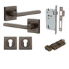 Iver Door Handle Baltimore Square Rose Pair Key/Thumb Signature Brass Entrance Kit