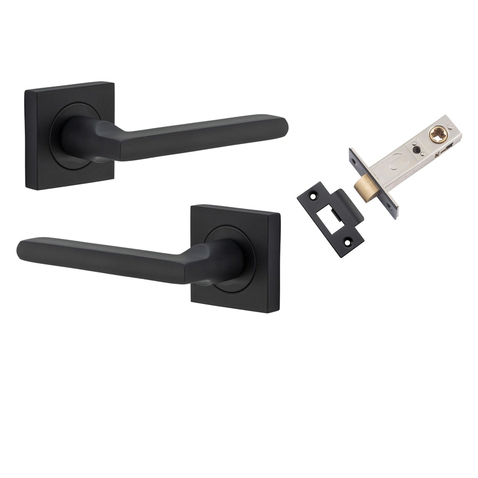 Iver Door Handle Baltimore Square Rose Pair Matt Black Passage Kit