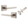 Iver Door Handle Baltimore Square Rose Pair Satin Nickel Passage Kit