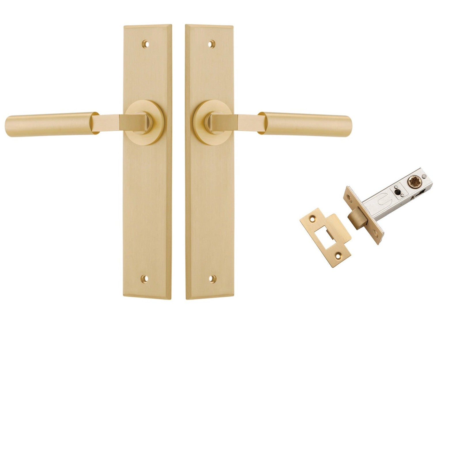 Iver Door Handle Berlin Chamfered Brushed Brass Passage Kit