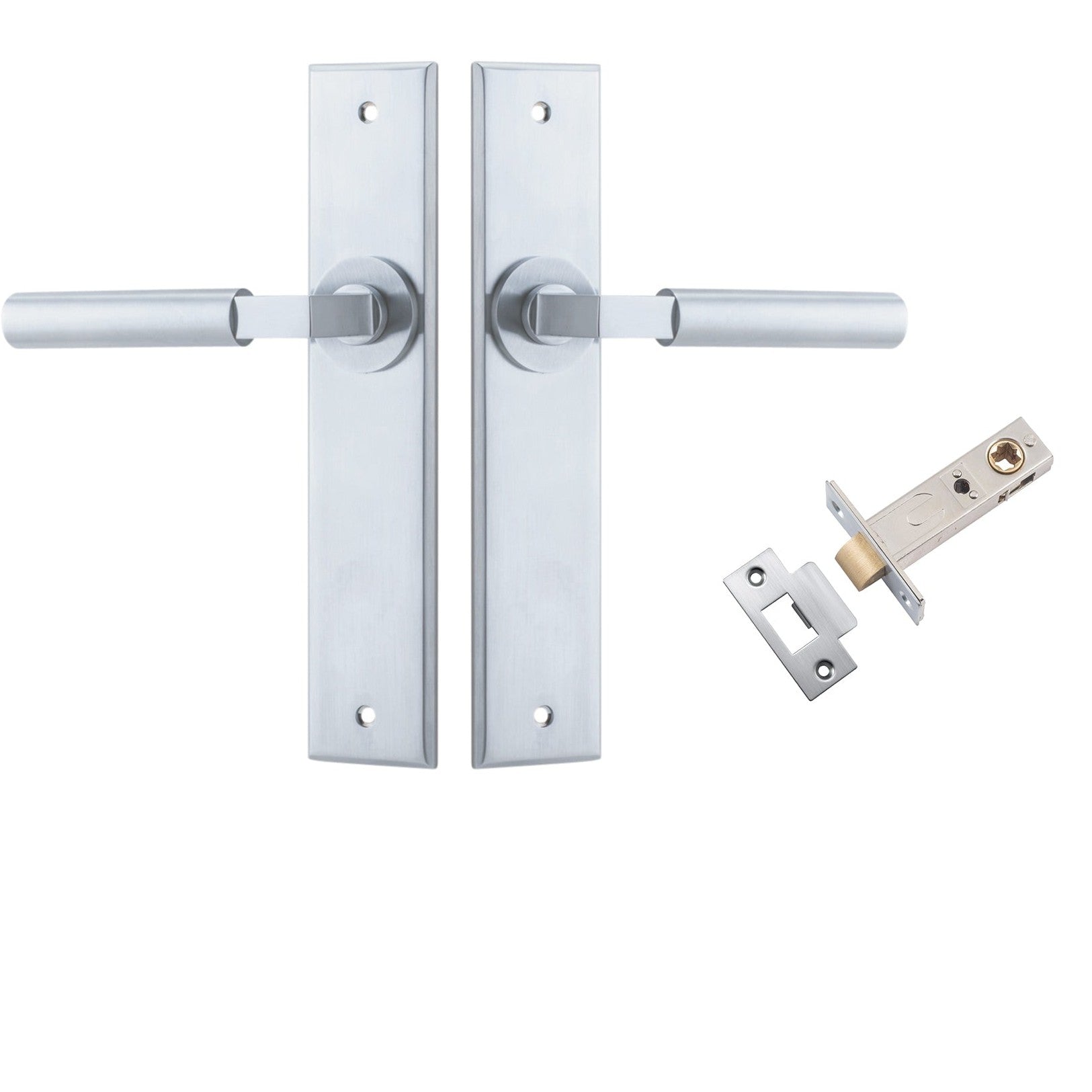 Iver Door Handle Berlin Chamfered Brushed Chrome Passage Kit