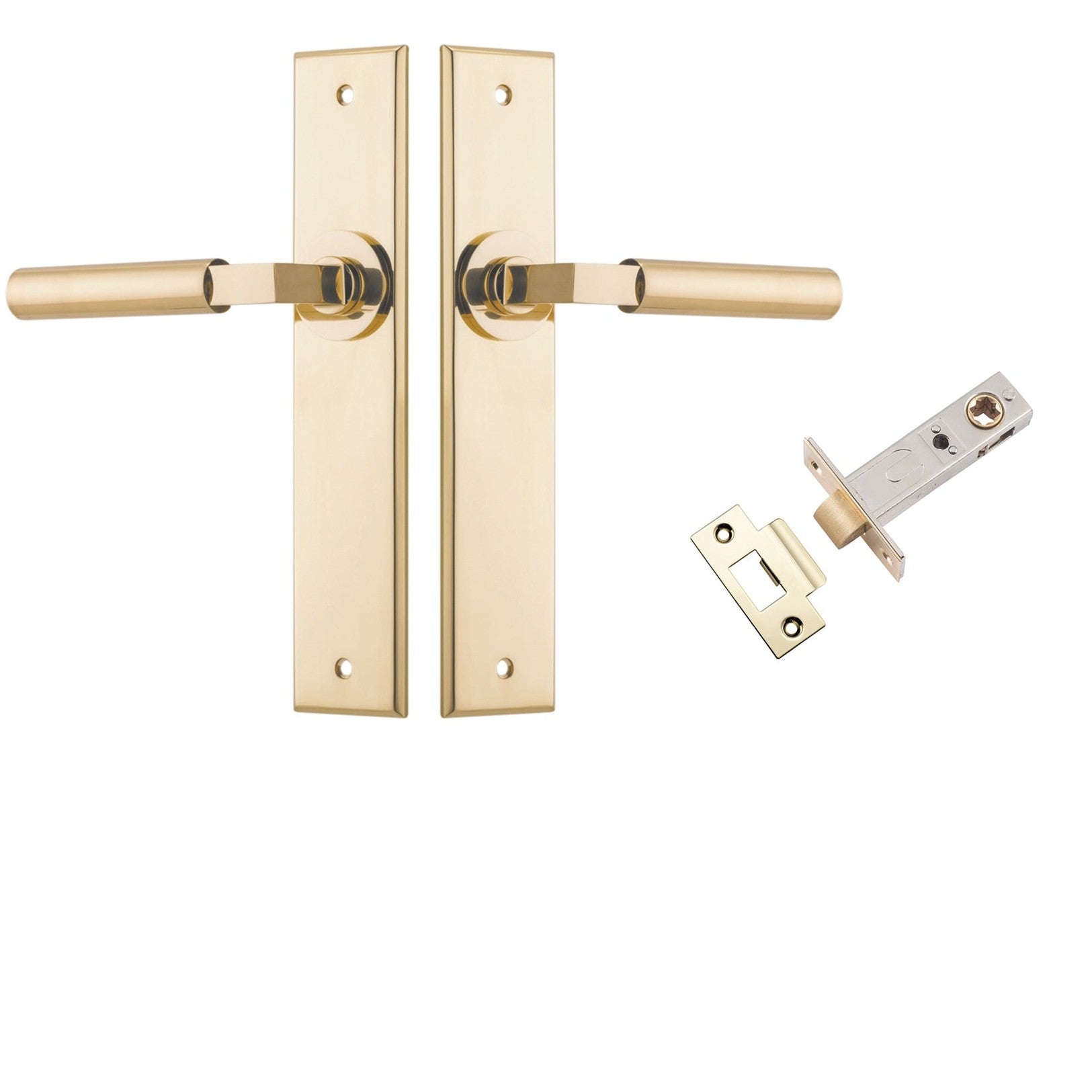 Iver Door Handle Berlin Chamfered Polished Brass Passage Kit