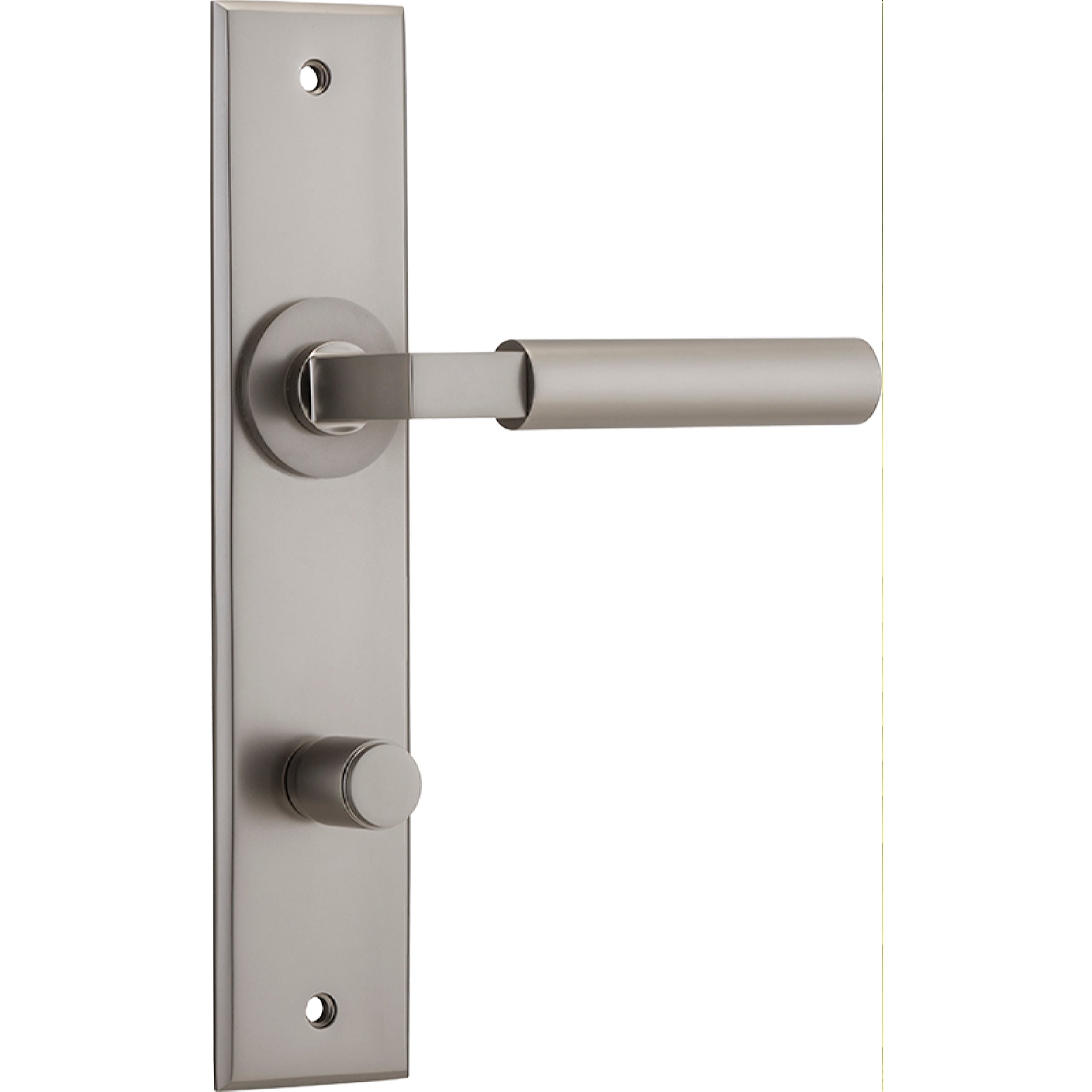 Iver Door Handle Berlin Chamfered Privacy Satin Nickel