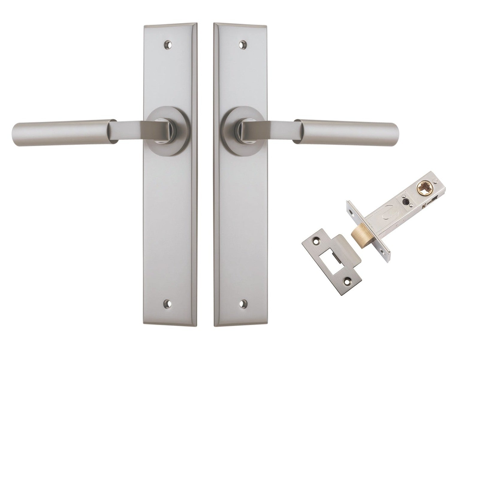 Iver Door Handle Berlin Chamfered Satin Nickel Passage Kit