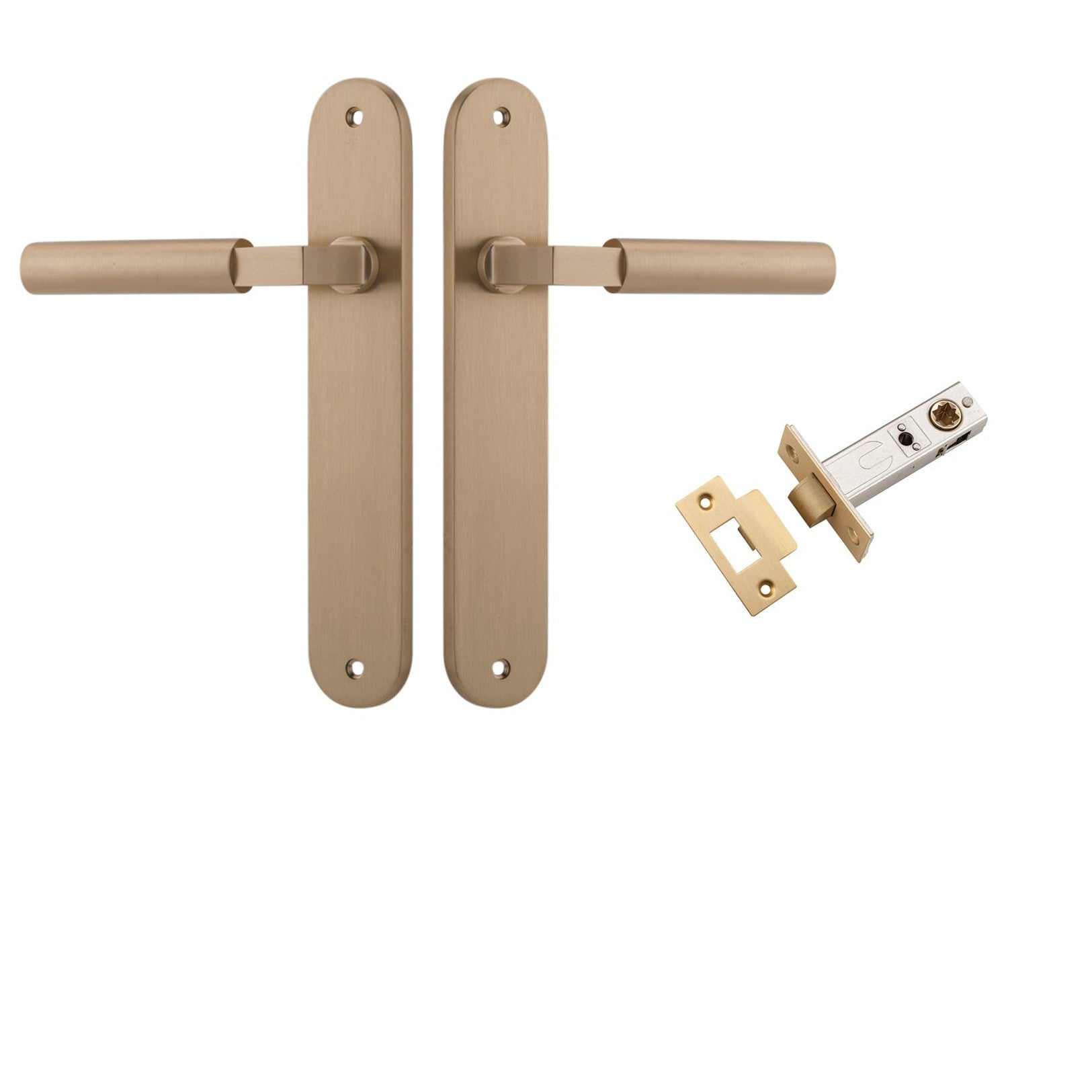 Iver Door Handle Berlin Oval Brushed Brass Passage Kit