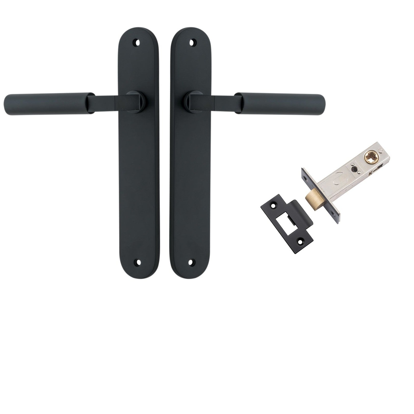 Iver Door Handle Berlin Oval Matt Black Passage Kit