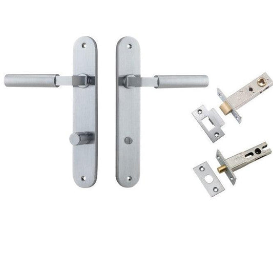 Iver Door Handle Berlin Oval Privacy Brushed Chrome Privacy Kit
