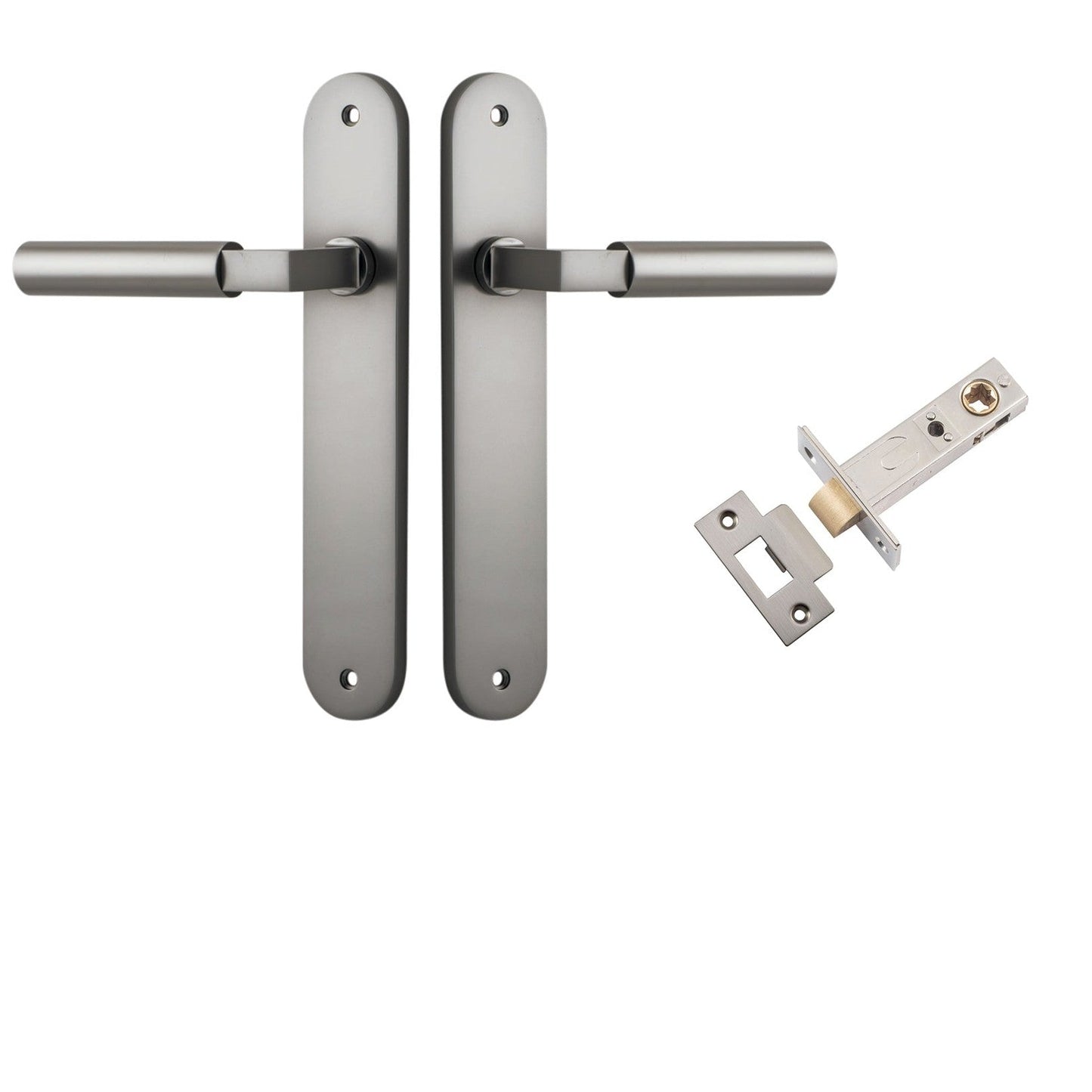 Iver Door Handle Berlin Oval Satin Nickel Passage Kit