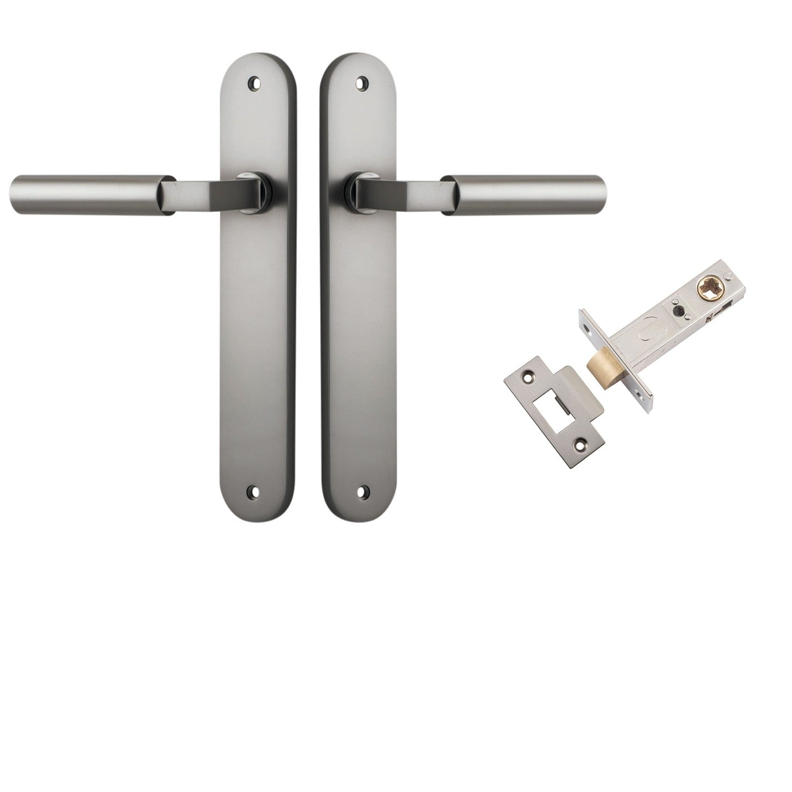 Iver Door Handle Berlin Oval Satin Nickel Passage Kit