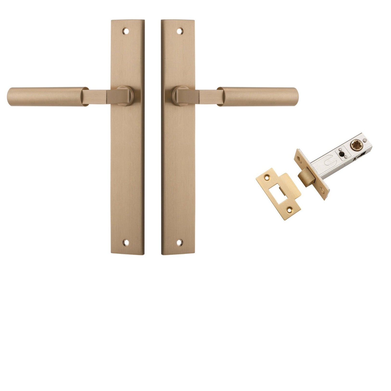 Iver Door Handle Berlin Rectangular Brushed Brass Passage Kit