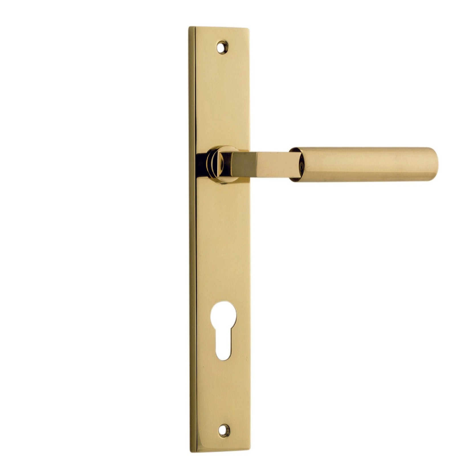 Iver Door Handle Berlin Rectangular Euro Polished Brass