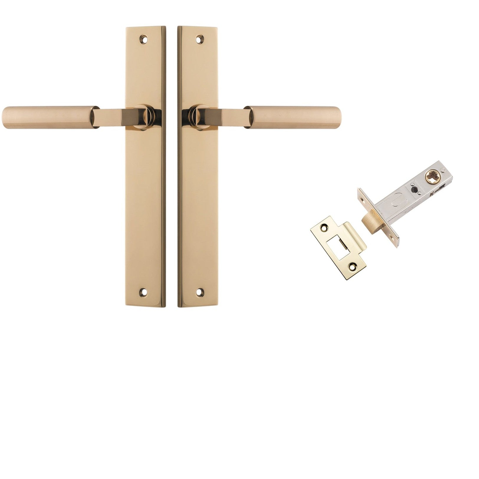 Iver Door Handle Berlin Rectangular Polished Brass Passage Kit