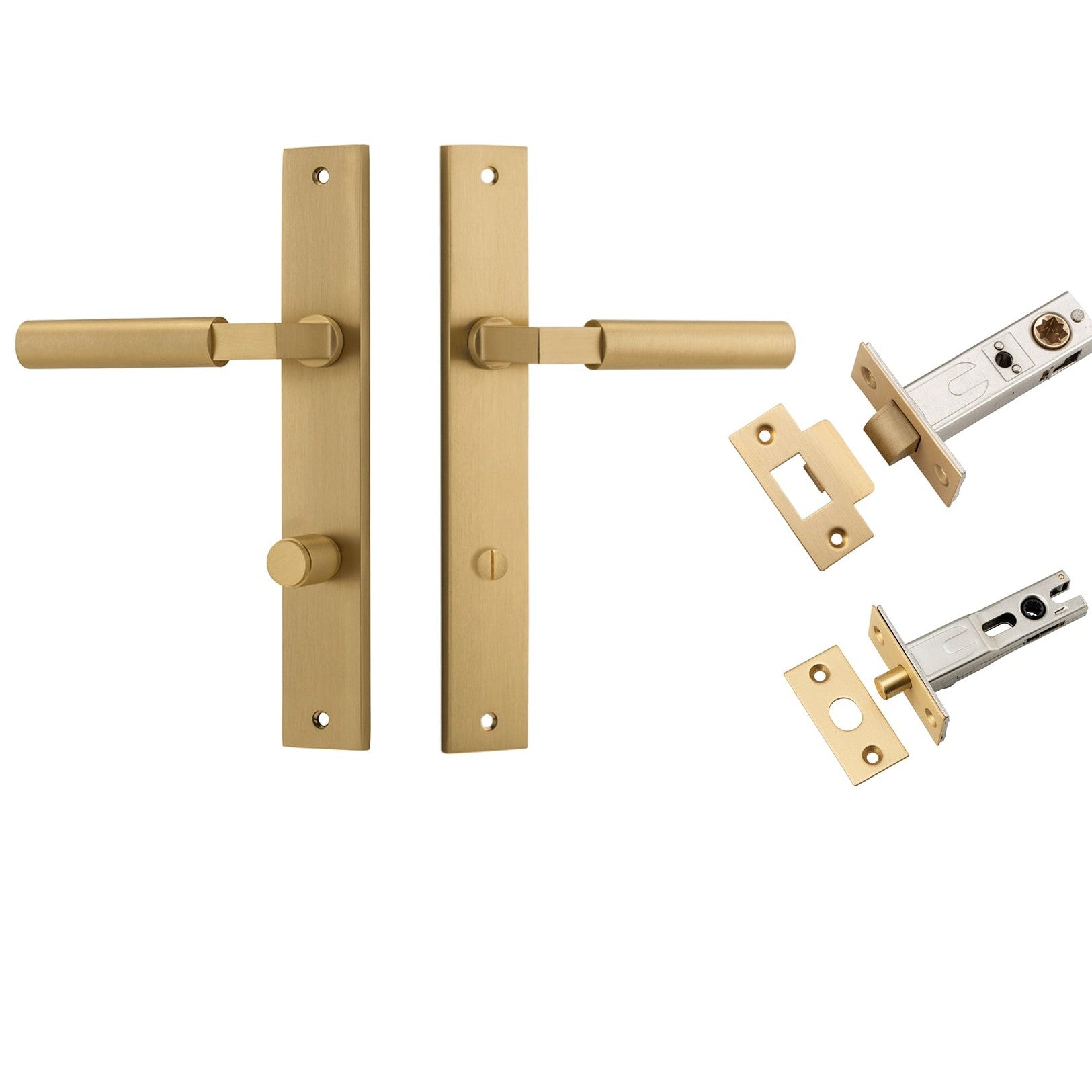 Iver Door Handle Berlin Rectangular Privacy Brushed Brass Privacy Kit