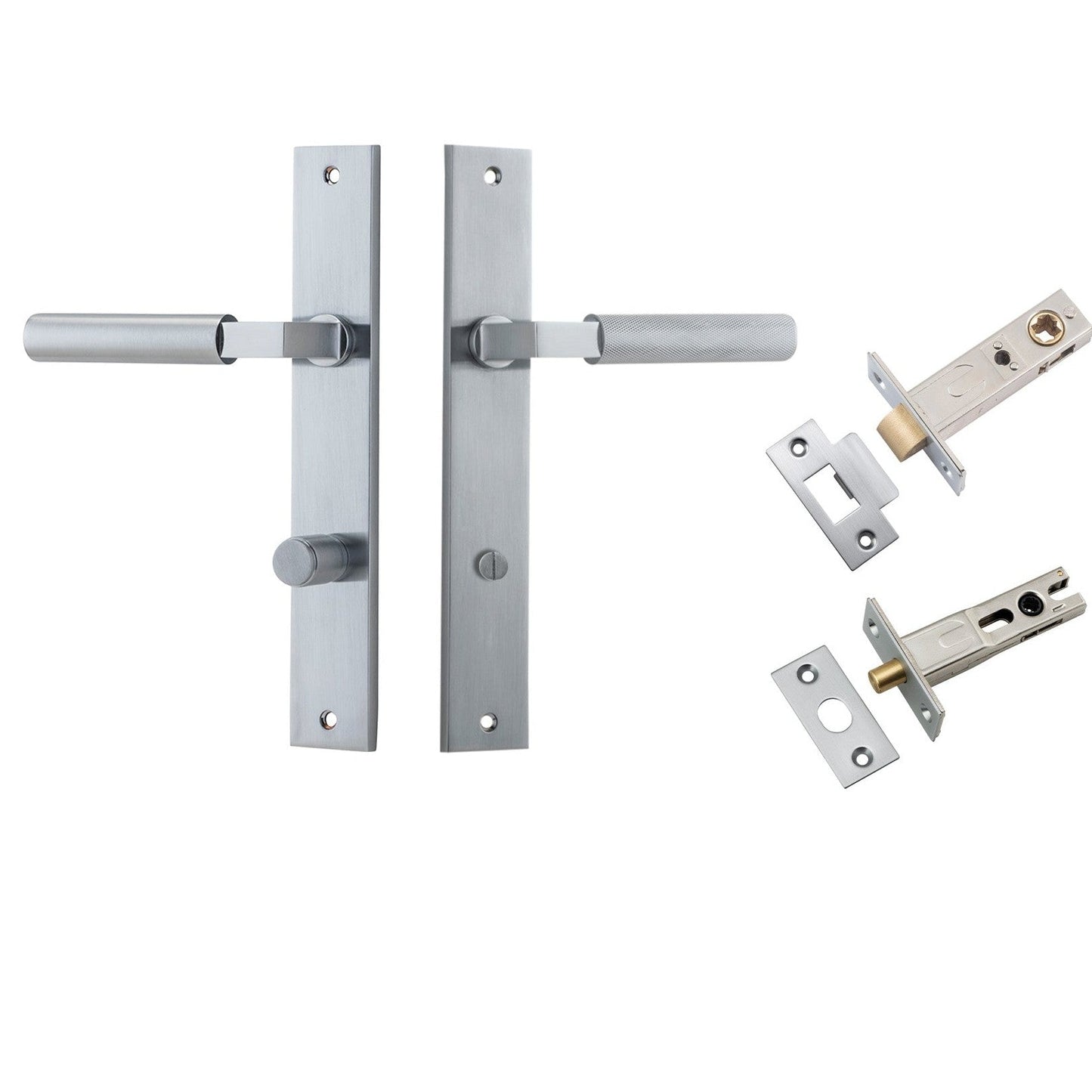 Iver Door Handle Berlin Rectangular Privacy Brushed Chrome Privacy Kit