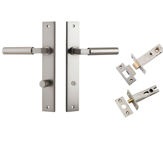 Iver Door Handle Berlin Rectangular Privacy Satin Nickel Privacy Kit
