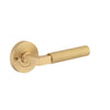 Iver Door Handle Berlin Rose Round Brushed Brass Inbuilt Privacy Kit