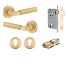 Iver Door Handle Berlin Rose Round Pair Key/Key Brushed Brass Entrance Kit