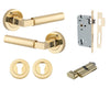 Iver Door Handle Berlin Rose Round Pair Key/Thumb Polished Brass Entrance Kit