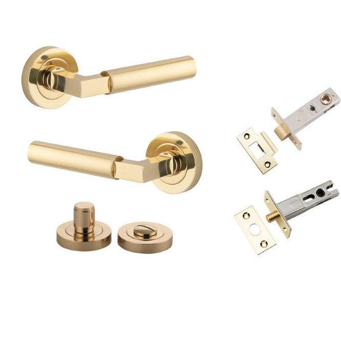 Iver Door Handle Berlin Rose Round Polished Brass Privacy Kit