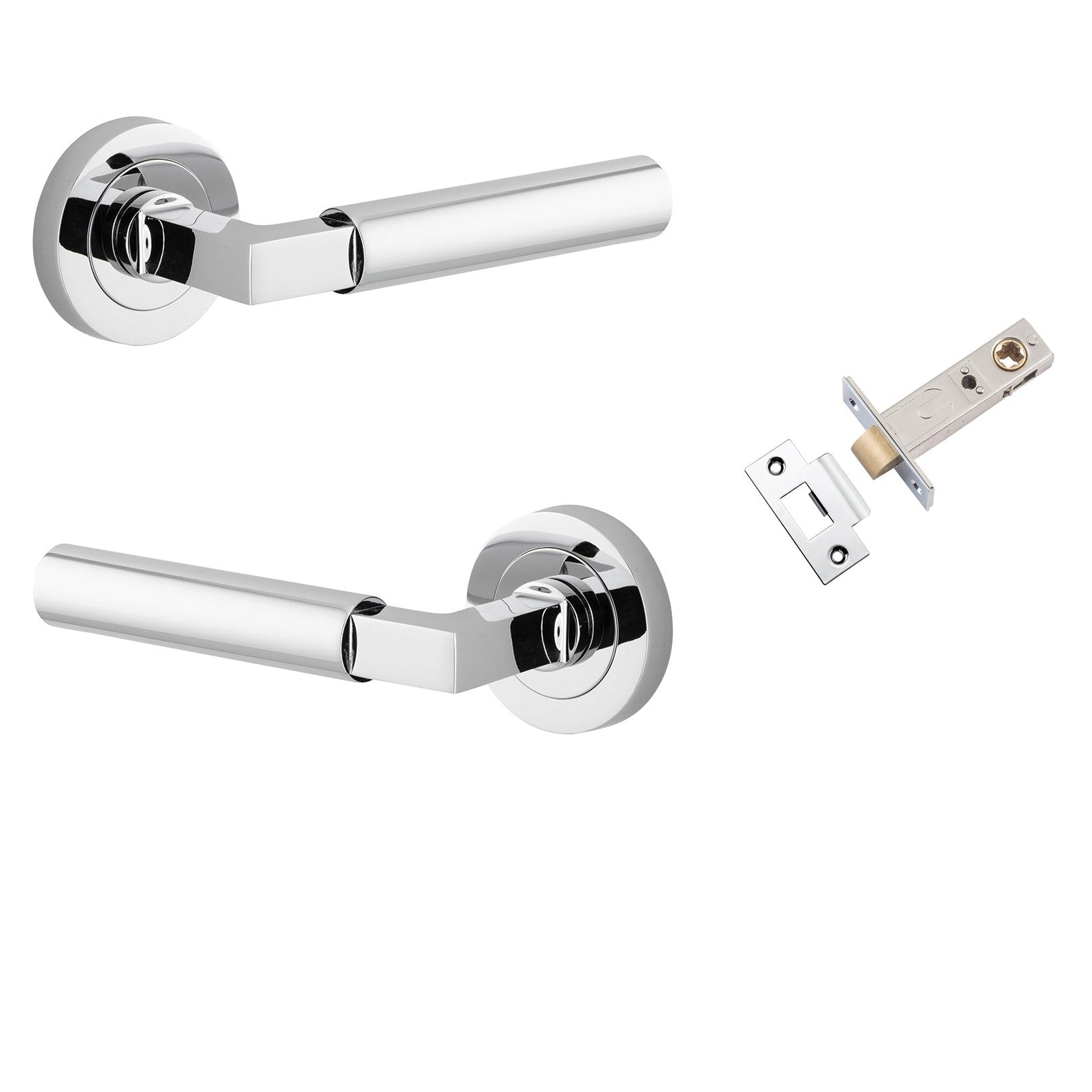 Iver Door Handle Berlin Rose Round Polished Chrome Passage Kit