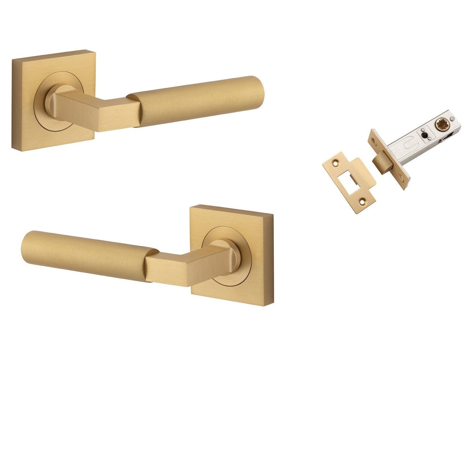 Iver Door Handle Berlin Rose Square Brushed Brass Passage Kit