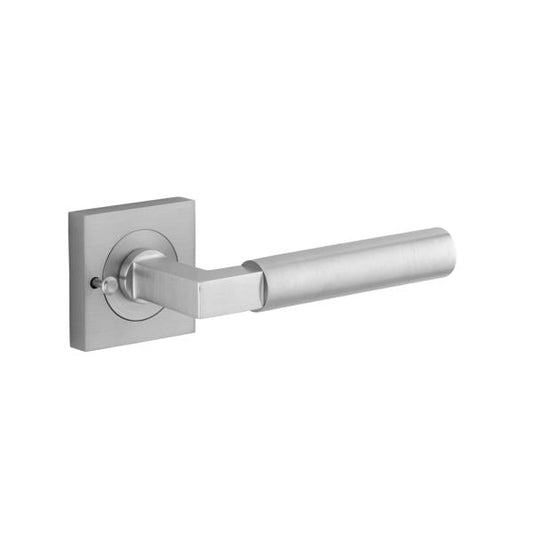Iver Door Handle Berlin Rose Square Brushed Chrome Inbuilt Privacy Kit