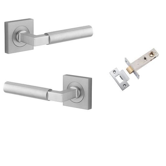 Iver Door Handle Berlin Rose Square Brushed Chrome Passage Kit