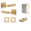 Iver Door Handle Berlin Rose Square Pair Key/Key Brushed Brass Entrance Kit