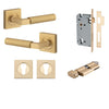 Iver Door Handle Berlin Rose Square Pair Key/Thumb Brushed Brass Entrance Kit