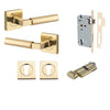 Iver Door Handle Berlin Rose Square Pair Key/Thumb Polished Brass Entrance Kit