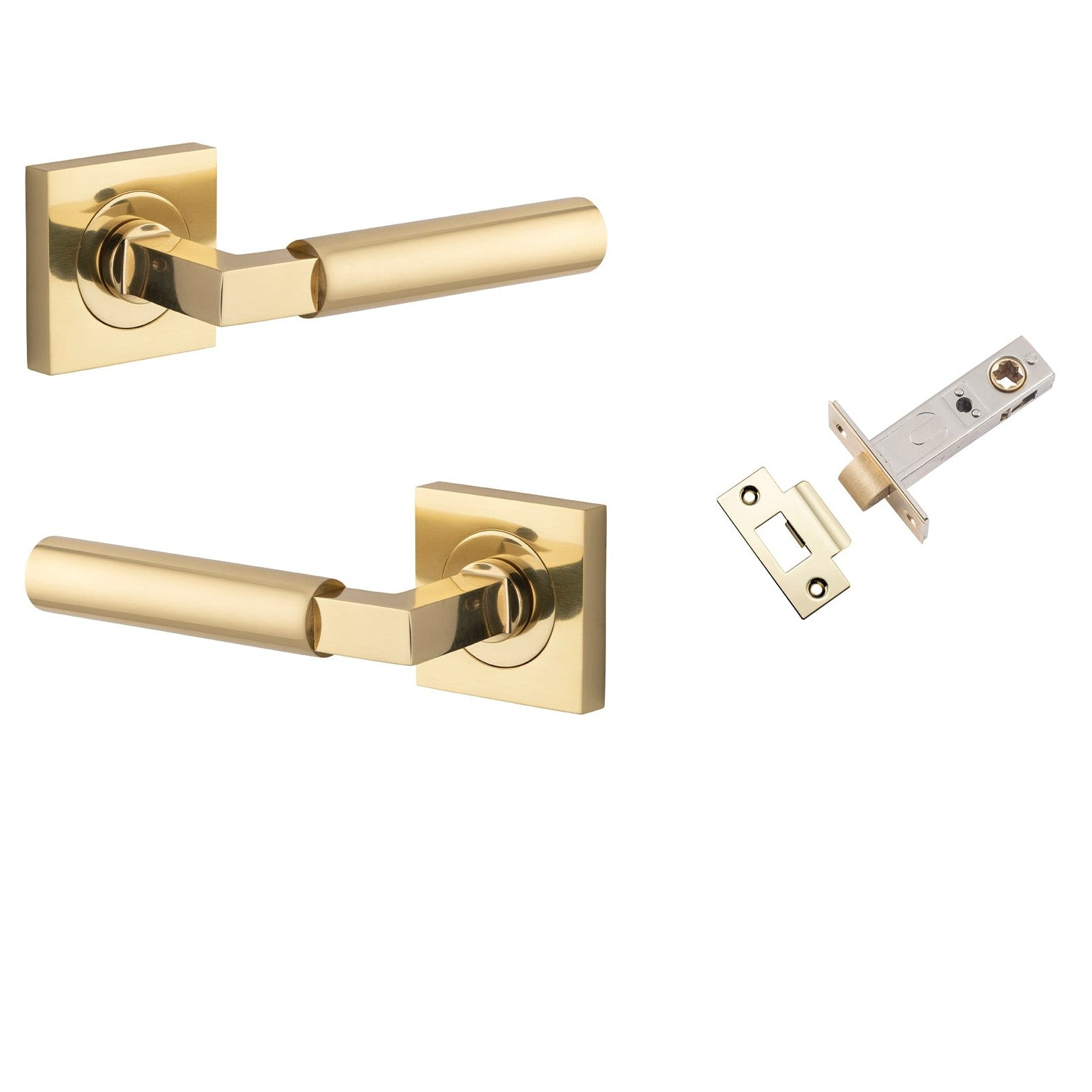 Iver Door Handle Berlin Rose Square Polished Brass Passage Kit