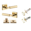 Iver Door Handle Berlin Rose Square Polished Brass Privacy Kit