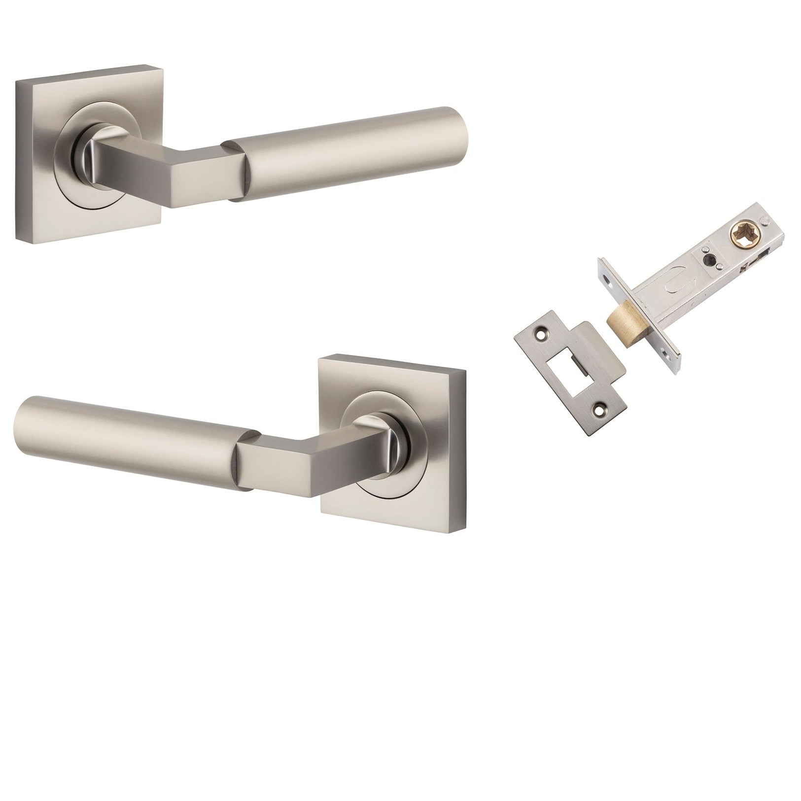 Iver Door Handle Berlin Rose Square Satin Nickel Passage Kit