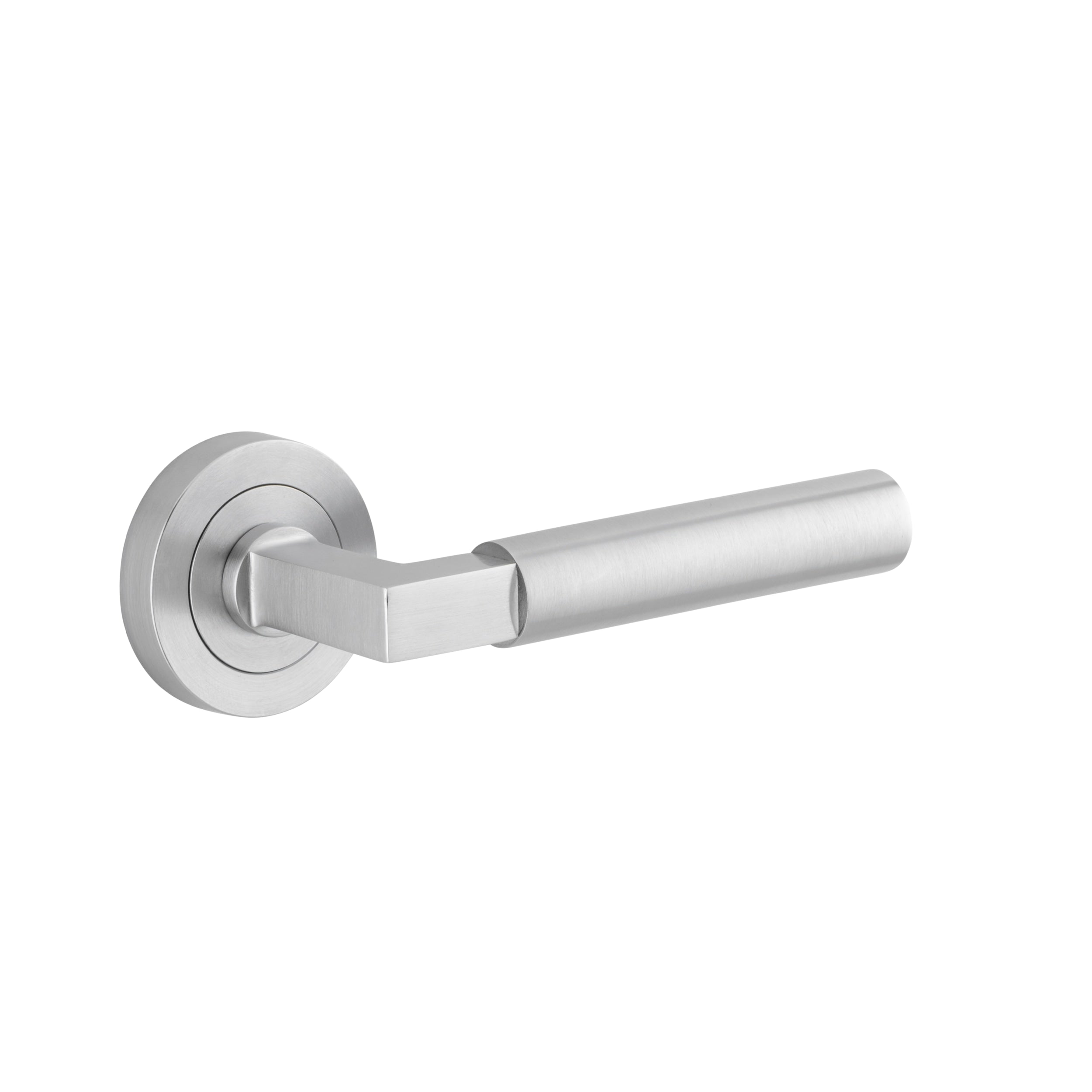 Iver Door Handle Berlin Round Rose Pair Brushed Chrome