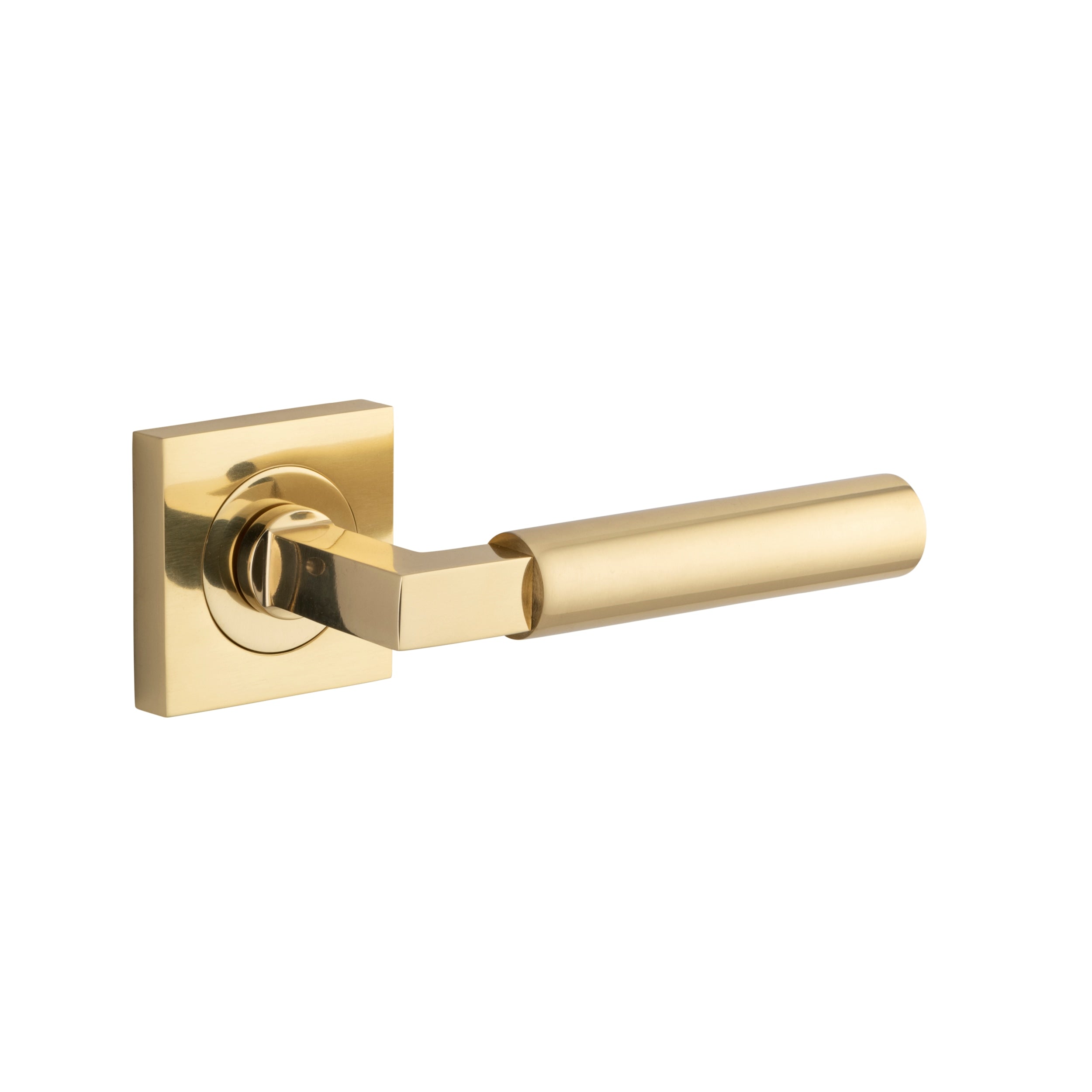 Iver Door Handle Berlin Square Rose Pair Polished Brass