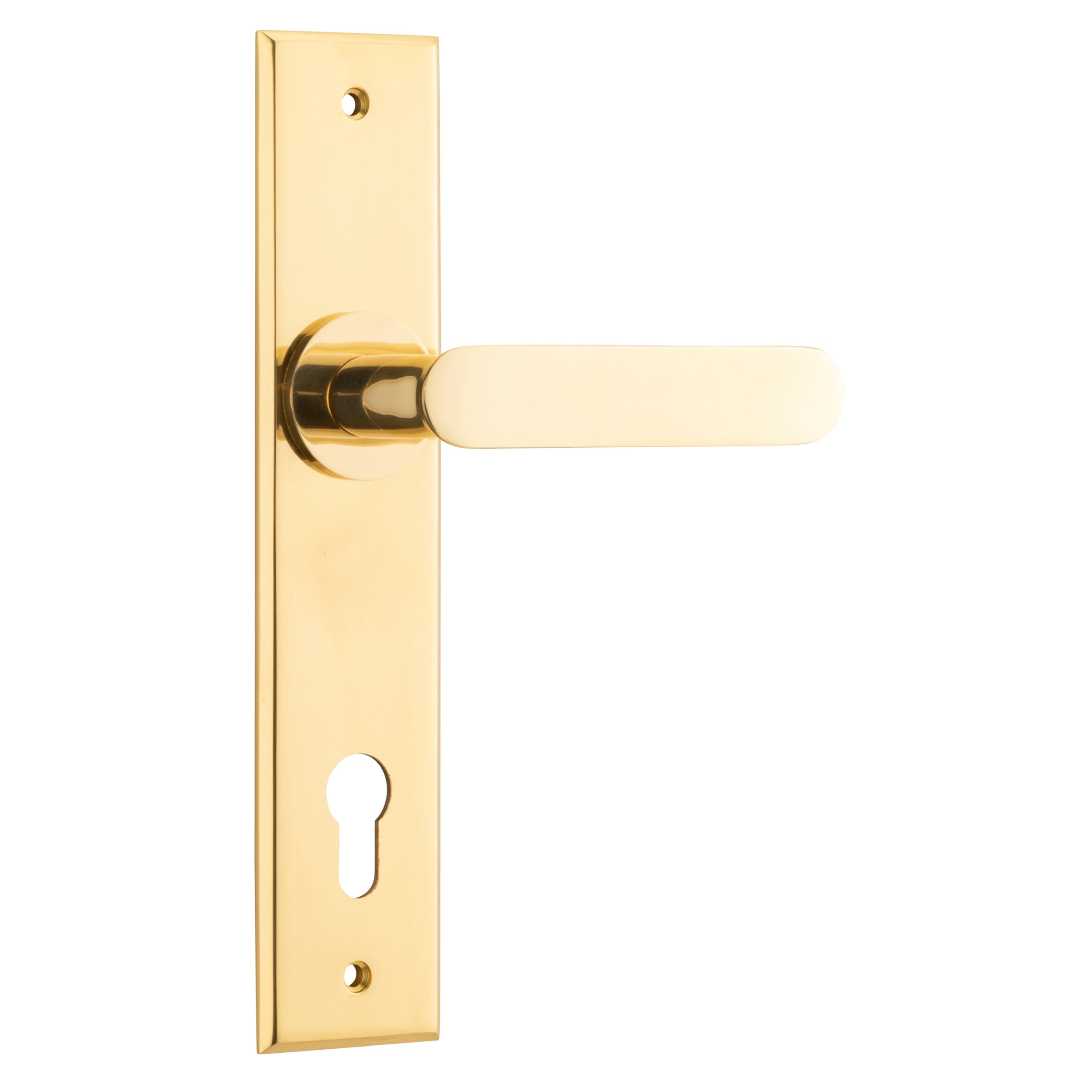 Iver Door Handle Bronte Chamfered Euro Polished Brass