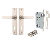 Iver Door Handle Bronte Chamfered Key/Key Satin Nickel Entrance Kit