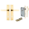 Iver Door Handle Bronte Chamfered Key/Thumb Polished Brass Entrance Kit