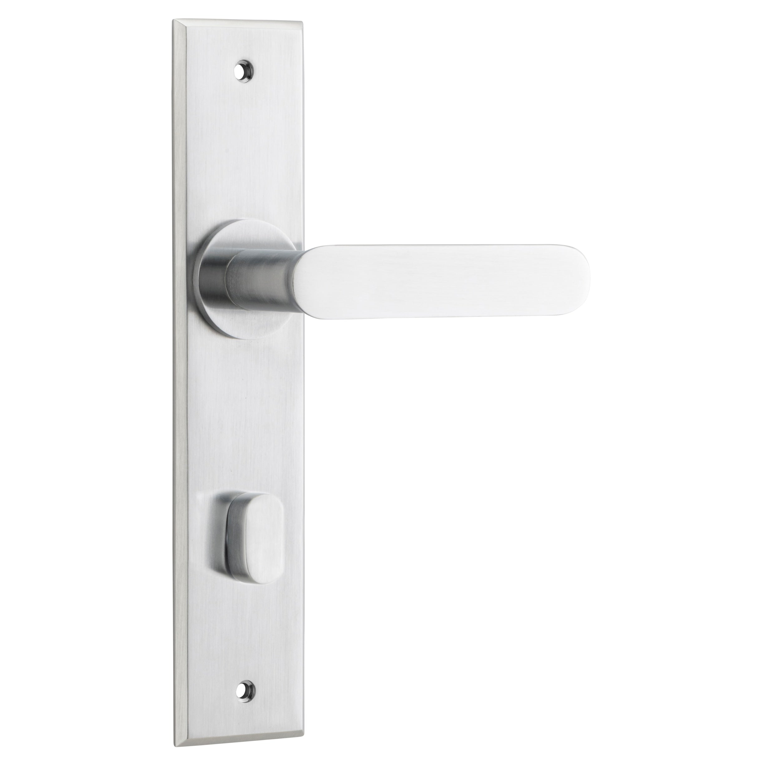 Iver Door Handle Bronte Chamfered Privacy Brushed Chrome