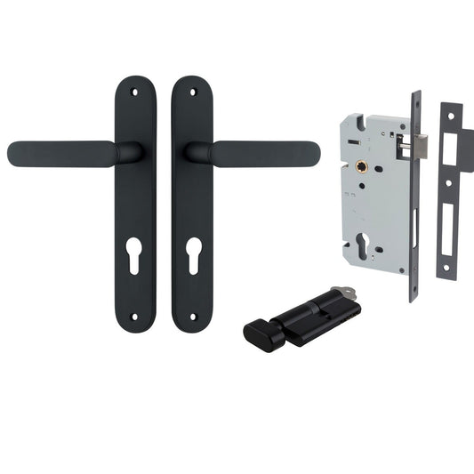 Iver Door Handle Bronte Oval Euro Pair Key/Thumb Matt Black Entrance Kit