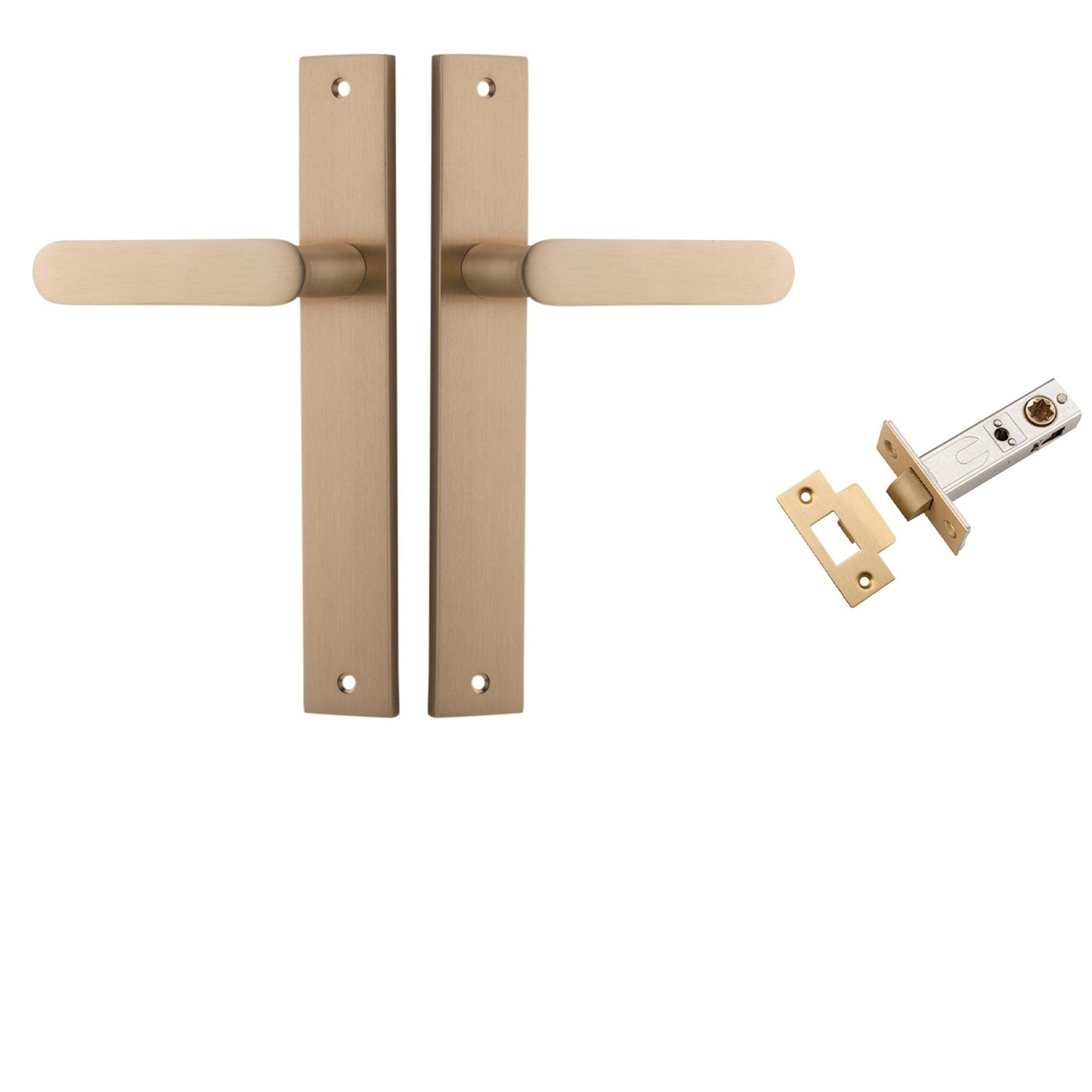 Iver Door Handle Bronte Rectangular Brushed Brass Passage Kit