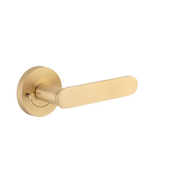 Iver Door Handle Bronte Rose Round Brushed Brass Inbuilt Privacy Kit