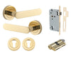 Iver Door Handle Bronte Rose Round Pair Key/Key Polished Brass Entrance Kit