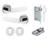 Iver Door Handle Bronte Rose Round Pair Key/Key Polished Chrome Entrance Kit