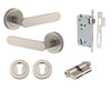 Iver Door Handle Bronte Rose Round Pair Key/Key Satin Nickel Entrance Kit