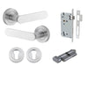 Iver Door Handle Bronte Rose Round Pair Key/Thumb Brushed Chrome Entrance Kit