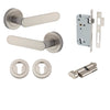 Iver Door Handle Bronte Rose Round Pair Key/Thumb Satin Nickel Entrance Kit