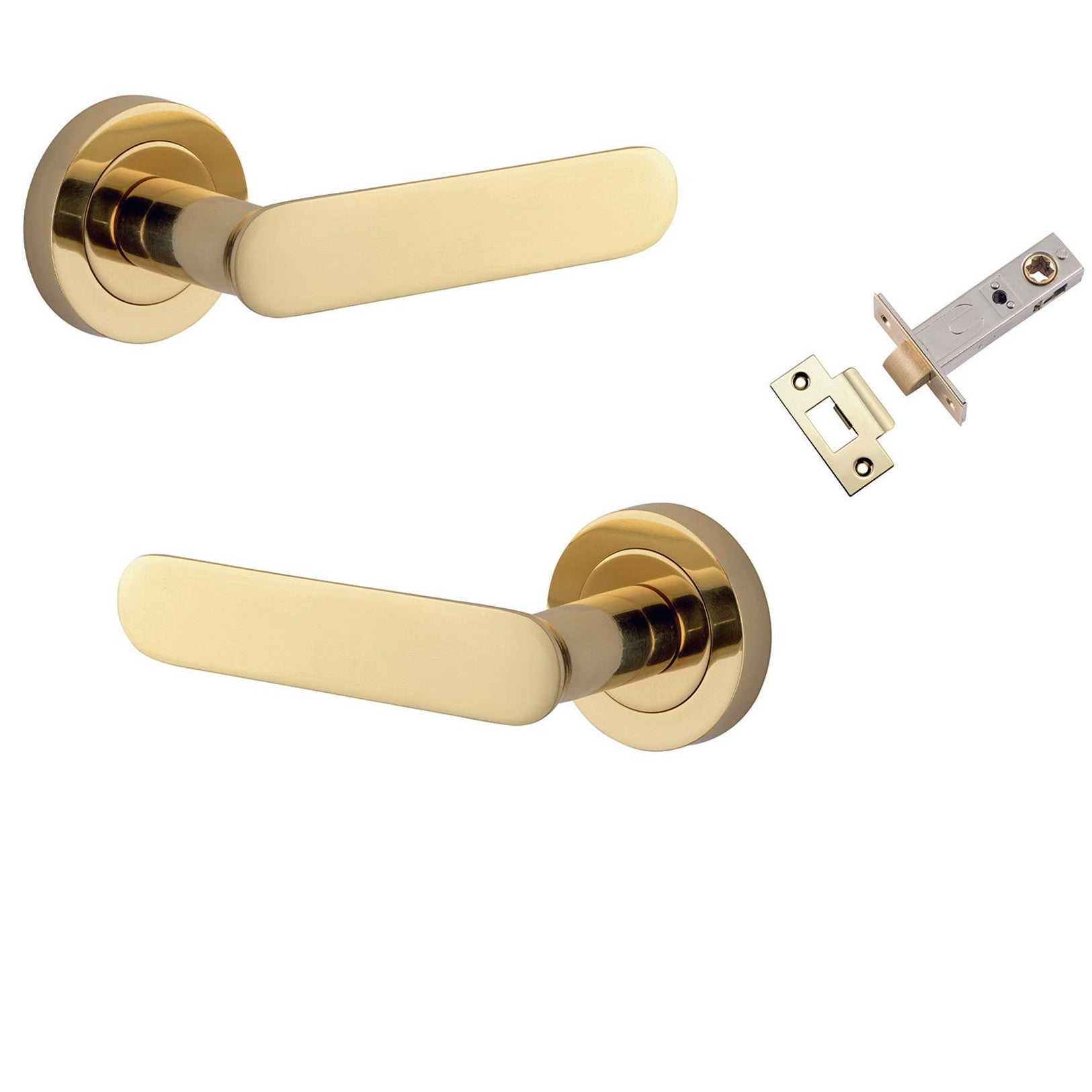 Iver Door Handle Bronte Rose Round Polished Brass Passage Kit