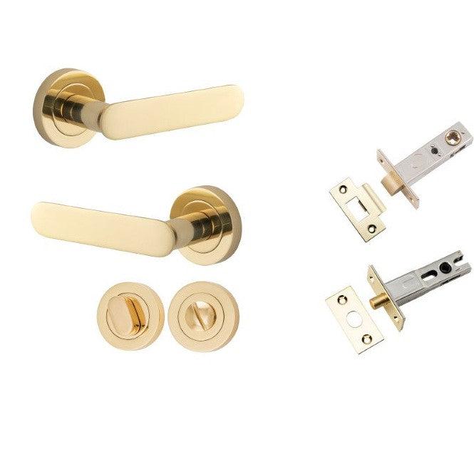 Iver Door Handle Bronte Rose Round Polished Brass Privacy Kit