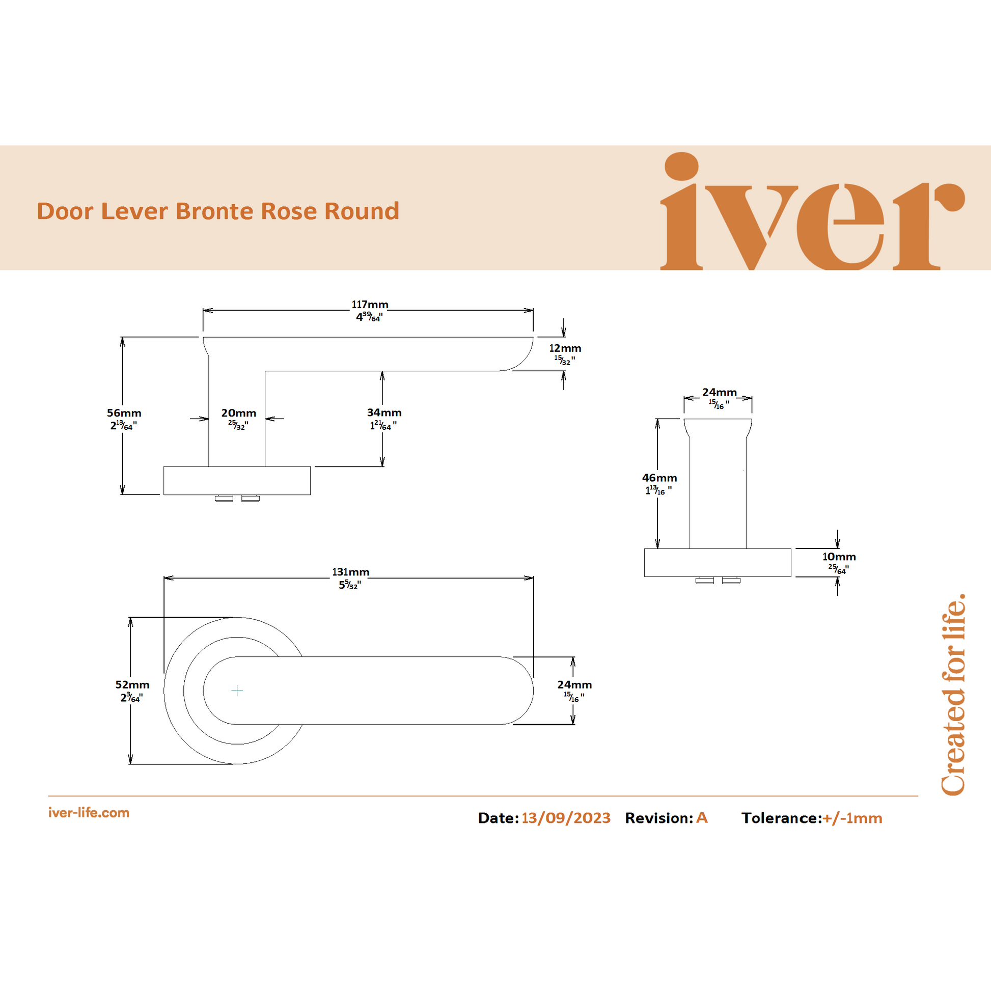 Iver Door Handle Bronte Rose Round Polished Chrome Inbuilt Privacy Kit